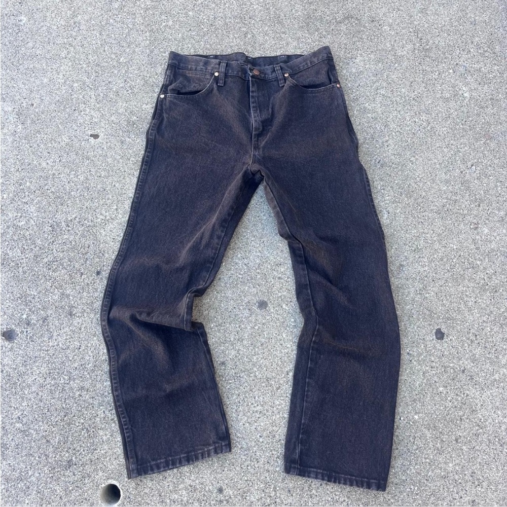 Wrangler Men's Vintage Faded Dark Brown straight Wrangler jeans 33x30